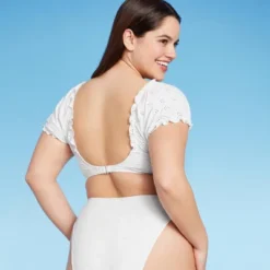 Women's Puff Sleeve Eyelette Bralette Bikini Top - Wild Fable™ White -Wild Fable GUEST 8faf993b 81a4 4fe9 8a8f 31b7fa962180