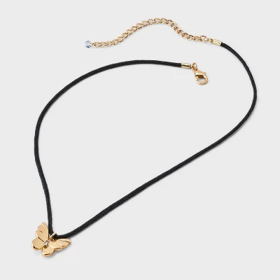 Butterfly Cord And Ear Pendant Necklace Set 2pc - Wild Fable™ Gold 1 Butterfly Cord And Ear Pendant Necklace Set 2pc - Wild Fable™ Gold