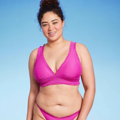 Women's Smocked Detail Longline Bikini Top - Wild Fable™ Purple 3 Women's Smocked Detail Longline Bikini Top - Wild Fable™ Purple - Image 3