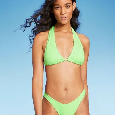 Women's Terry Textured U-Neck Multi-Way Bralette Bikini Top - Wild Fable™ Tropical Green 3 Women's Terry Textured U-Neck Multi-Way Bralette Bikini Top - Wild Fable™ Tropical Green - Image 3