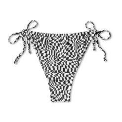 Women's Side-Tie Adjustable Coverage Ultra High Leg Bikini Bottom - Wild Fable™ Black/White Check Print -Wild Fable GUEST 995f38bf ec1a 4b42 a052 72ac0207fc71