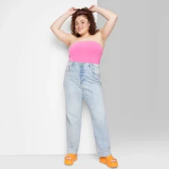 Women's Super-High Rise Distressed Straight Jeans - Wild Fable™ Light Wash -Wild Fable GUEST a54007a5 e913 496f 9b1f d4ca567c83b3