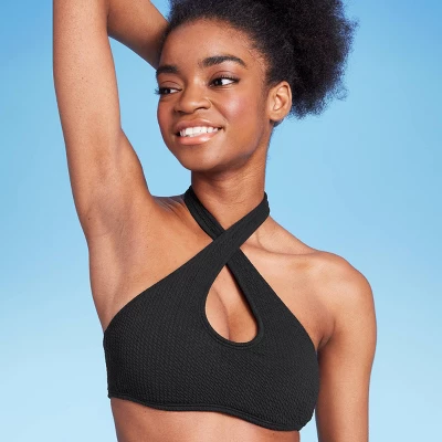 Women's Cross Front Pucker Textured Halter Bikini Top - Wild Fable™ 2 Women's Cross Front Pucker Textured Halter Bikini Top - Wild Fable™ - Image 2