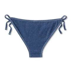 Women's Denim Textured Scoop Front High Leg Cheeky Bikini Bottom - Wild Fable™ Denim Blue -Wild Fable GUEST afde21ad 7e5f 4805 8a60 cebe9265dc53