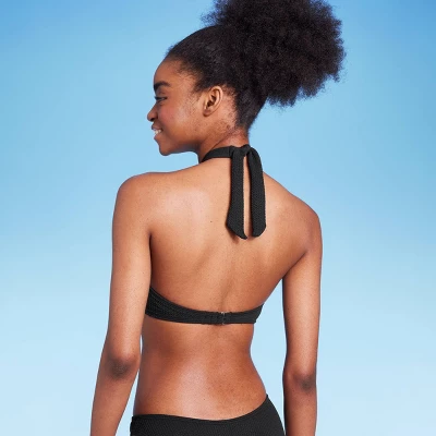 Women's Cross Front Pucker Textured Halter Bikini Top - Wild Fable™ 1 Women's Cross Front Pucker Textured Halter Bikini Top - Wild Fable™