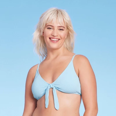 Women's Tie-Front Pique Textured Bralette Bikini Top - Wild Fable™ 3 Women's Tie-Front Pique Textured Bralette Bikini Top - Wild Fable™ - Image 3