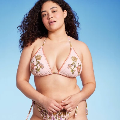 Women's Embroidered Detail Triangle Bikini Top - Wild Fable™ Multi Floral Print 3 Women's Embroidered Detail Triangle Bikini Top - Wild Fable™ Multi Floral Print - Image 3