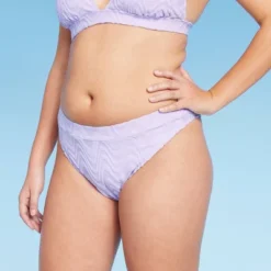 Women's Wavy Terry Textured Mid-Waist Ultra High Leg Cheeky Bikini Bottom - Wild Fable™ Lilac Purple -Wild Fable GUEST c90e0b1a 7fff 4533 912f 07df8cc1b936