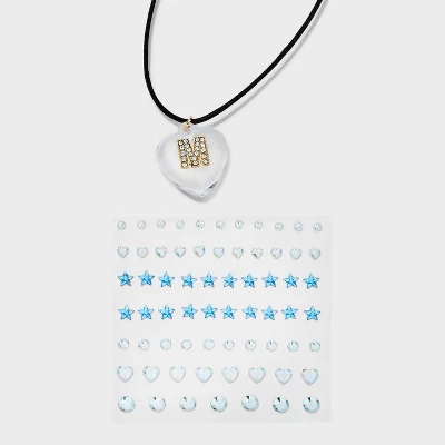 Acrylic Heart With Face Gems Pendant Necklace - Wild Fable™ Clear/Black 16 Acrylic Heart With Face Gems Pendant Necklace - Wild Fable™ Clear/Black - Image 16