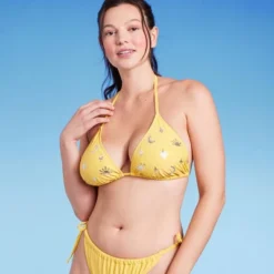 Women's Sequin Detail Triangle Bikini Top - Wild Fable™ Yellow -Wild Fable GUEST cd600136 4ac3 4d14 b822 560adbf5c194