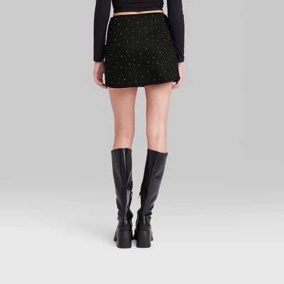 Women's High-Rise Bodycon Mini Skort - Wild Fable™ Black 2 Women's High-Rise Bodycon Mini Skort - Wild Fable™ Black - Image 2