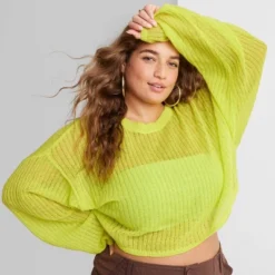 Women's Crewneck Open Knit Cropped Pullover - Wild Fable™ -Wild Fable GUEST d20e7f1e 6cd5 4942 83f1 12abbdb6b688