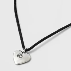 Heart Cord And Ear Pendant Necklace Set 2pc - Wild Fable™ Black/Silver 5 Heart Cord And Ear Pendant Necklace Set 2pc - Wild Fable™ Black/Silver -Wild Fable GUEST d21bf26e 66d0 4201 a3dc 3dd23f5d78d5