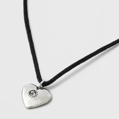 Heart Cord And Ear Pendant Necklace Set 2pc - Wild Fable™ Black/Silver 3 Heart Cord And Ear Pendant Necklace Set 2pc - Wild Fable™ Black/Silver - Image 3