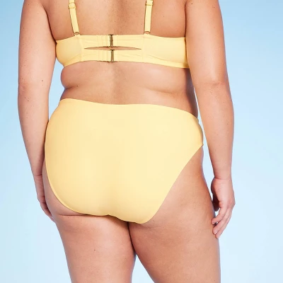 Women's Side-Tie Mid-Rise Cheeky High Leg Bikini Bottom - Wild Fable™ Yellow 1 Women's Side-Tie Mid-Rise Cheeky High Leg Bikini Bottom - Wild Fable™ Yellow