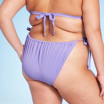 Women's Side-Tie Extra Cheeky High Leg Lurex Plisse Textured Bikini Bottom - Wild Fable™ Purple 1 Women's Side-Tie Extra Cheeky High Leg Lurex Plisse Textured Bikini Bottom - Wild Fable™ Purple