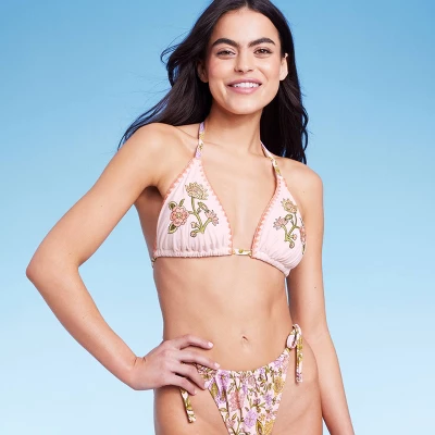 Women's Embroidered Detail Triangle Bikini Top - Wild Fable™ Multi Floral Print 7 Women's Embroidered Detail Triangle Bikini Top - Wild Fable™ Multi Floral Print - Image 7