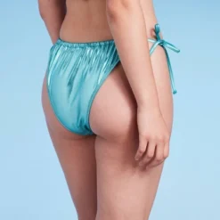 Women's Foil Strappy Extra High Leg Super Cheeky Bikini Bottom - Wild Fable™ Teal Blue -Wild Fable GUEST e33f33bb b98a 45a5 83f6 ce4f9c1ff120