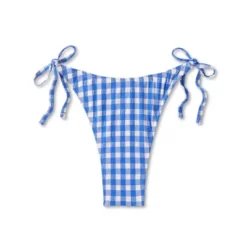 Women's Side-Tie Ultra High Leg Super Cheeky Bikini Bottom - Wild Fable™ Cobalt Blue Gingham Print -Wild Fable GUEST e36e10f3 b0b0 426d b3a5 7d62e3ea5608