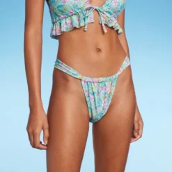 Women's Wide Strap Adjustable High Leg Bikini Bottom - Wild Fable™ Green Floral Print 9 Women's Wide Strap Adjustable High Leg Bikini Bottom - Wild Fable™ Green Floral Print -Wild Fable GUEST e50e7c04 f9a7 478f 886a 9c6c838cd31a