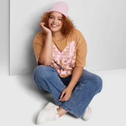 Women's Oversized Butterfly Graphic T-Shirt - Wild Fable™ Brown -Wild Fable GUEST ead22078 973f 4ab9 9fa4 a1a23fda7cfa