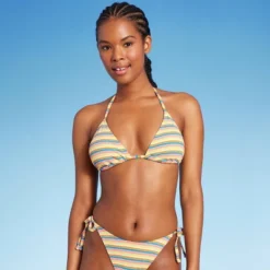 Women's Ribbed Triangle Bikini Top - Wild Fable™ Blue/Green/Pink Striped -Wild Fable GUEST ec3ffaf7 c9f8 4ee3 b5aa f4ba5960abfd
