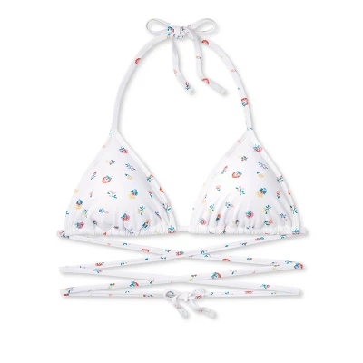Women's Floral Print Strappy Triangle Bikini Top - Wild Fable™ White 5 Women's Floral Print Strappy Triangle Bikini Top - Wild Fable™ White - Image 5
