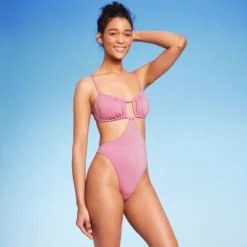Women's Cut Out One Piece Swimsuit - Wild Fable™ Pink Lurex -Wild Fable GUEST f4f3e4fb f344 4c78 af4b c2b9db758ec0