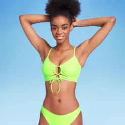 Women's Lace-Up Longline Bikini Top - Wild Fable™ Neon Green -Wild Fable GUEST f9fcfbe4 6614 4935 8025 c3c0969c709c