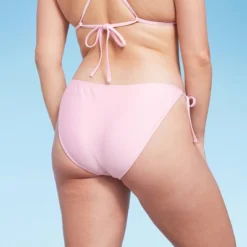 Women's Side-Tie Scoop Front High Leg Cheeky Bikini Bottom - Wild Fable™ Light Pink Lurex -Wild Fable GUEST faf96daf b975 4985 86e7 020de1810539