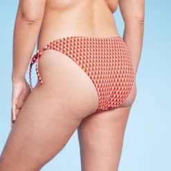 Women's Ribbed Side-Tie Scoop Front High Leg Extra Cheeky Bikini Bottom - Wild Fable™ Geo Print -Wild Fable GUEST fb77b4e9 7c91 4a4a a13d b04b360ece68