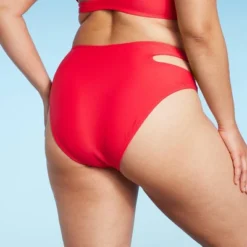 Women's Side Cut Out Mid-Rise High Leg Cheeky Bikini Bottom - Wild Fable™ Red -Wild Fable GUEST feedd75d 21d9 49f3 904c fb52389a88f4